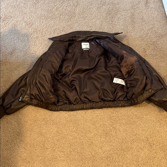 Abercrombie & Fitch Vegan Leather Bubble Hem Coat - Picture 4 of 5